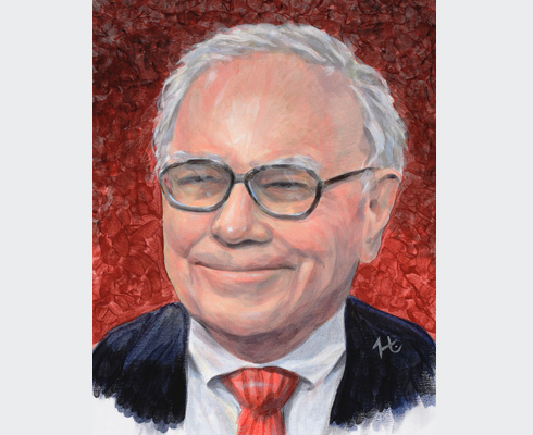 When a client asked for a painted acrylic portrait of Warren Buffett, I obliged.
